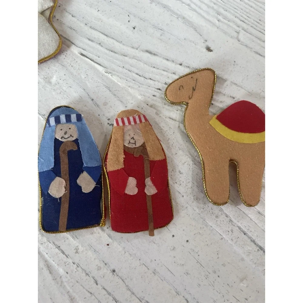 Vintage Lot of 23 Puffy Fabric Nativity Pieces for Felt Board Display Story Play